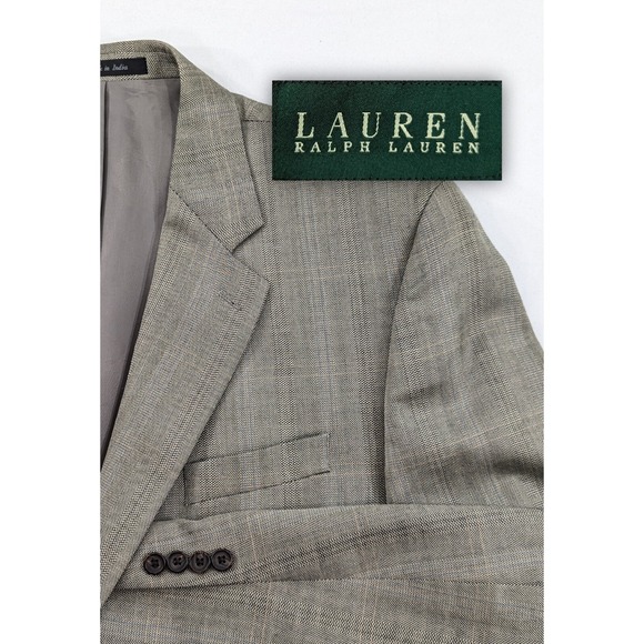 Ralph Lauren Blazer Sports Coat Silk Wool Gray Subtle PlaidSuit Jacket 46R 48